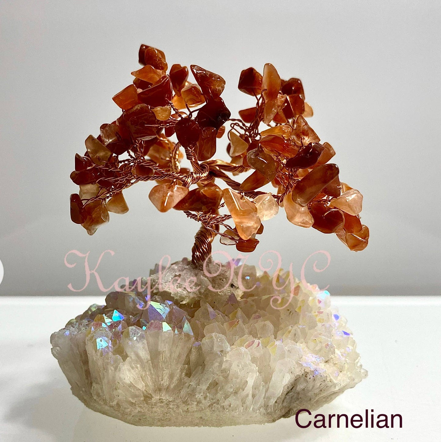 Wholesale Lot 5 Pcs Bonsai Tree with Angel Aura Base Crystal