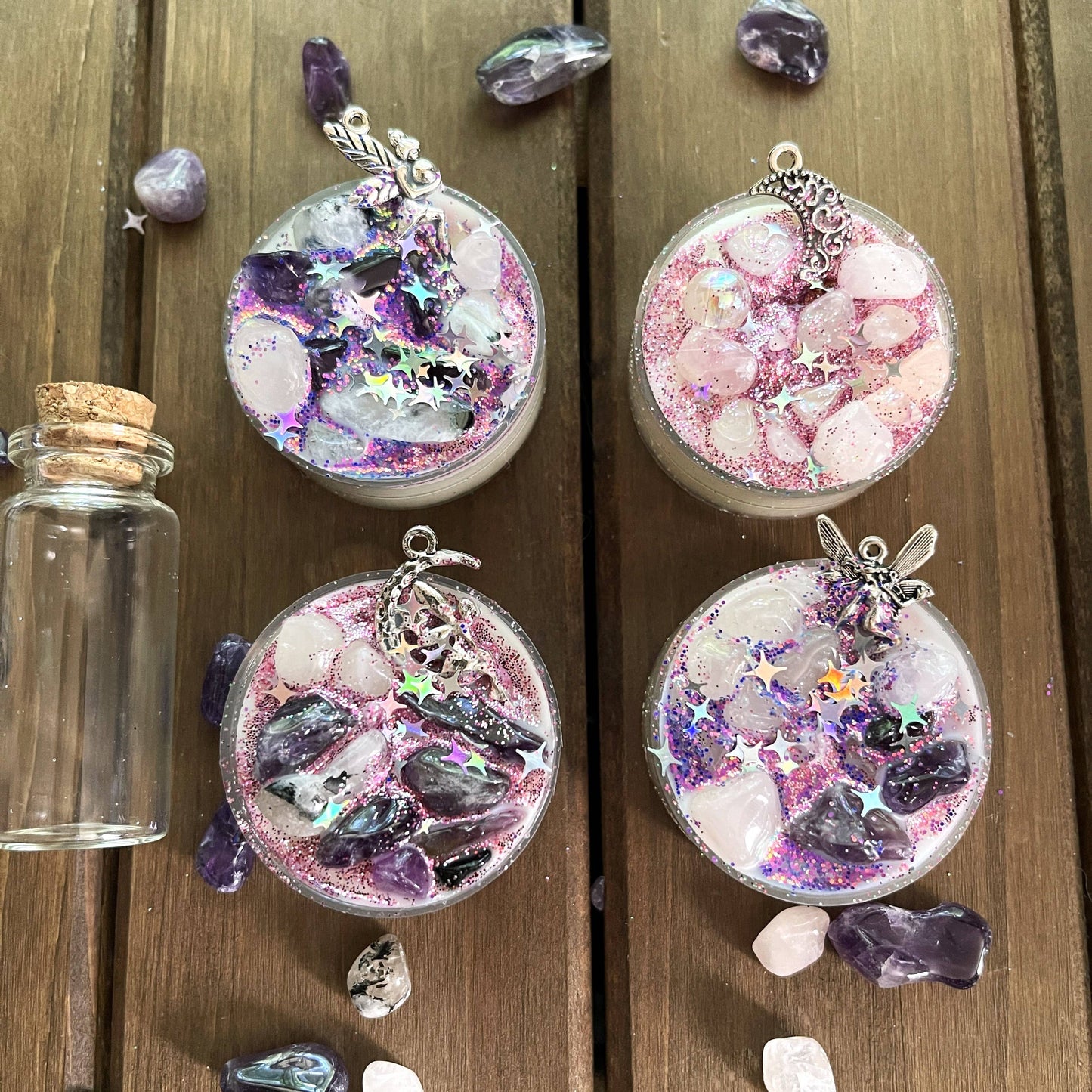 Faerie Dust Tealight Crystal Candles, Ritual Candles