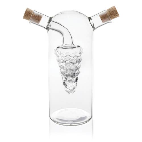 Napa Hand-Blown Glass 2-in-1 Oil & Vinegar Cruet w/ Corks -