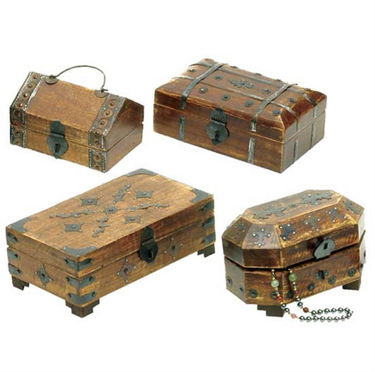 Wood & Iron Boxes - Set of 4 all different shape and size