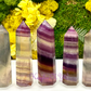 Natural Rainbow Fluorite Obelisk Tower Point Crystal