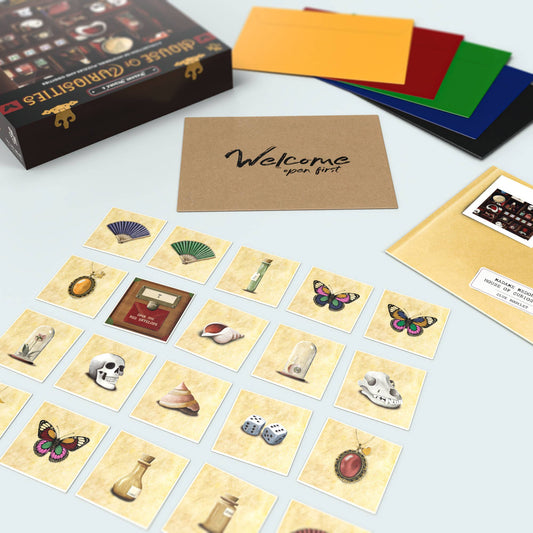 Explore the mystery with Madame Medora's House of Curiosities Escape-Room Board Game, perfect for family game nights!