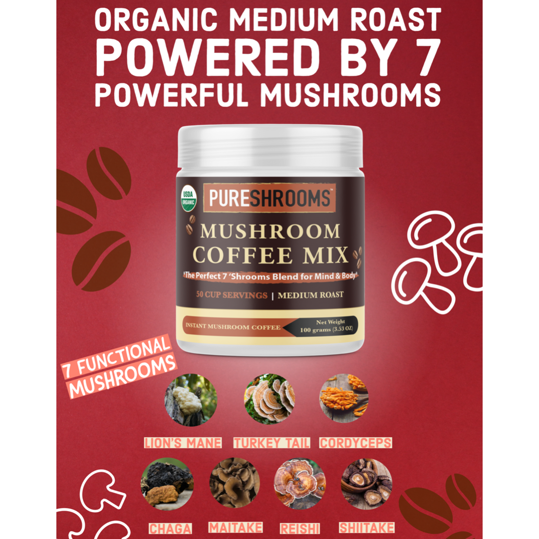 PureShrooms Perfect 7 Mushroom Coffee mix