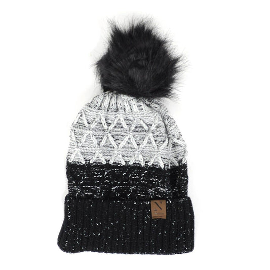Women's Split-Toned Pom Pom Knit Winter Hat