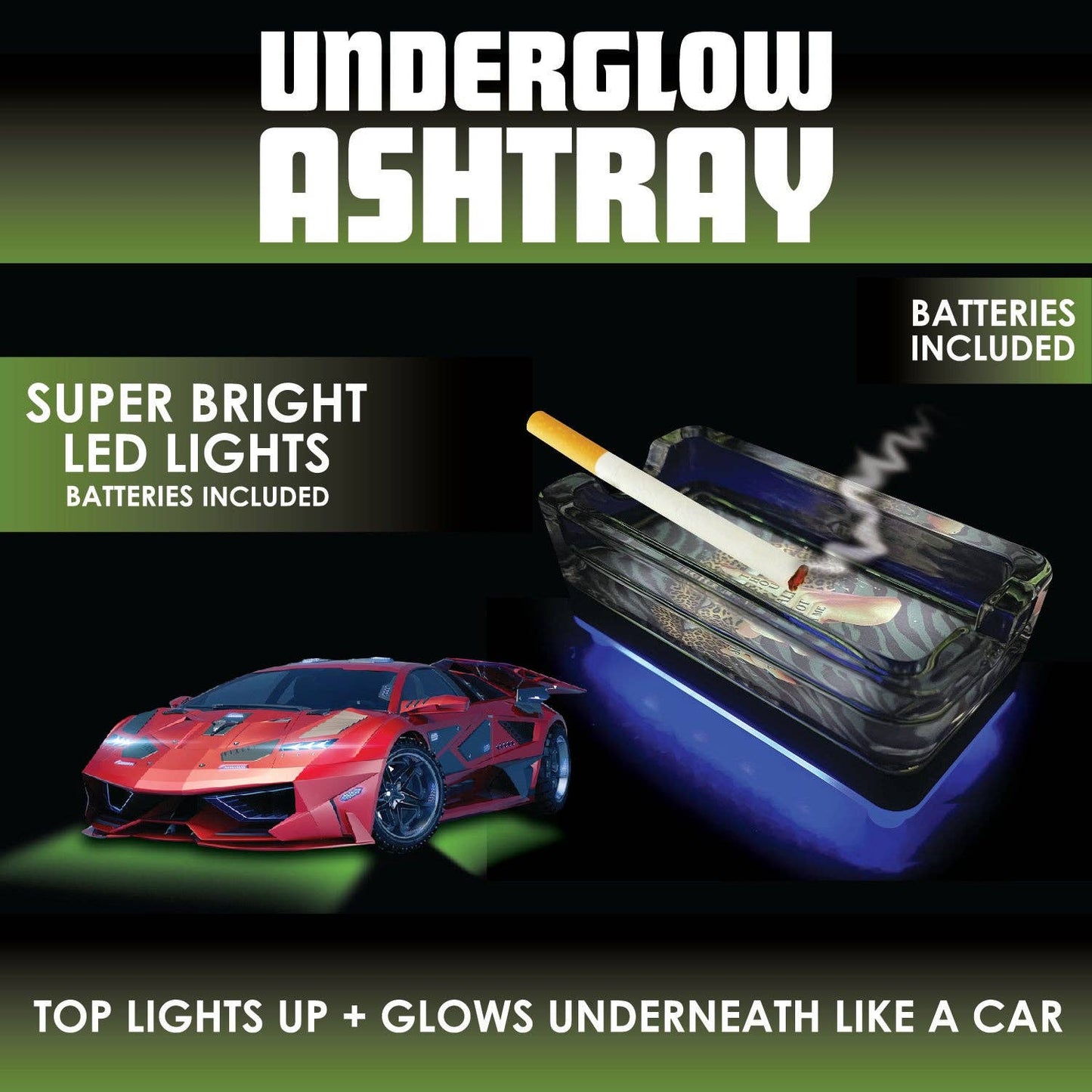 Smokezilla Underglow Light Up Ashtray Assortment- 6/Pack