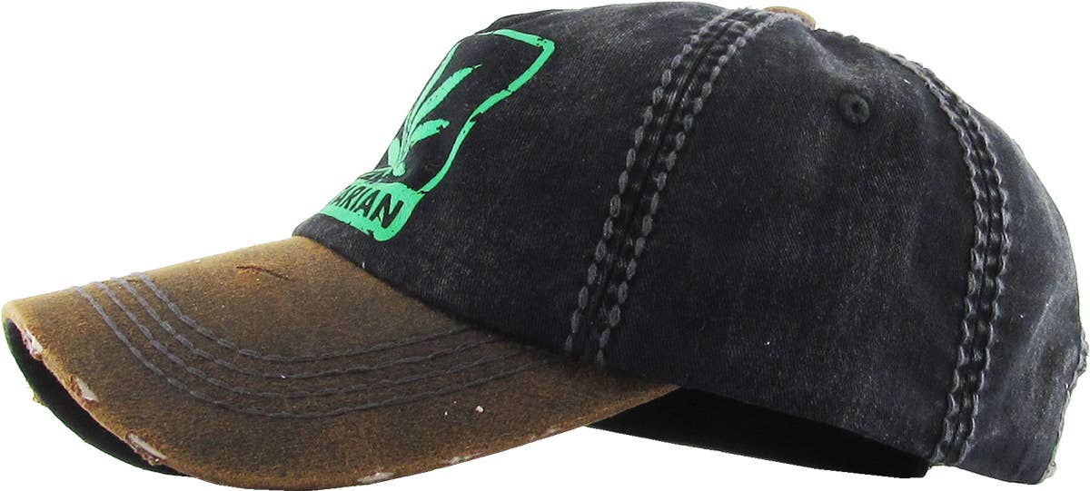 MARIJUANA LEAF VEGETERIAN VINTAGE BALLCAP