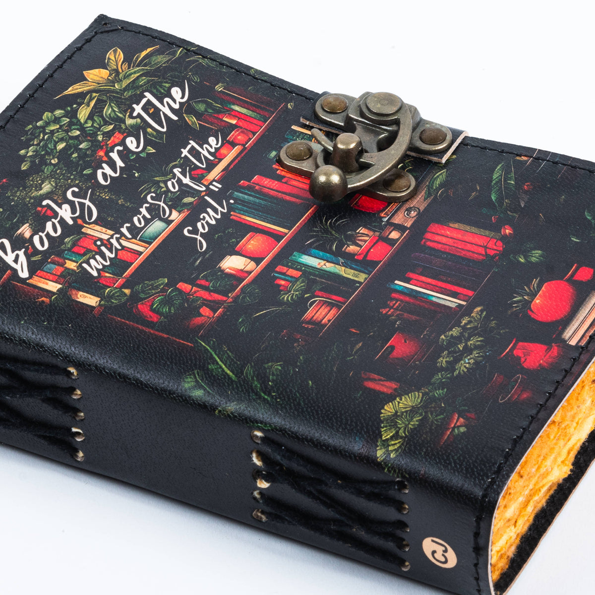 Handcrafted Leather Journal Notebook With Book Lover Print Quote Gift For Writers
