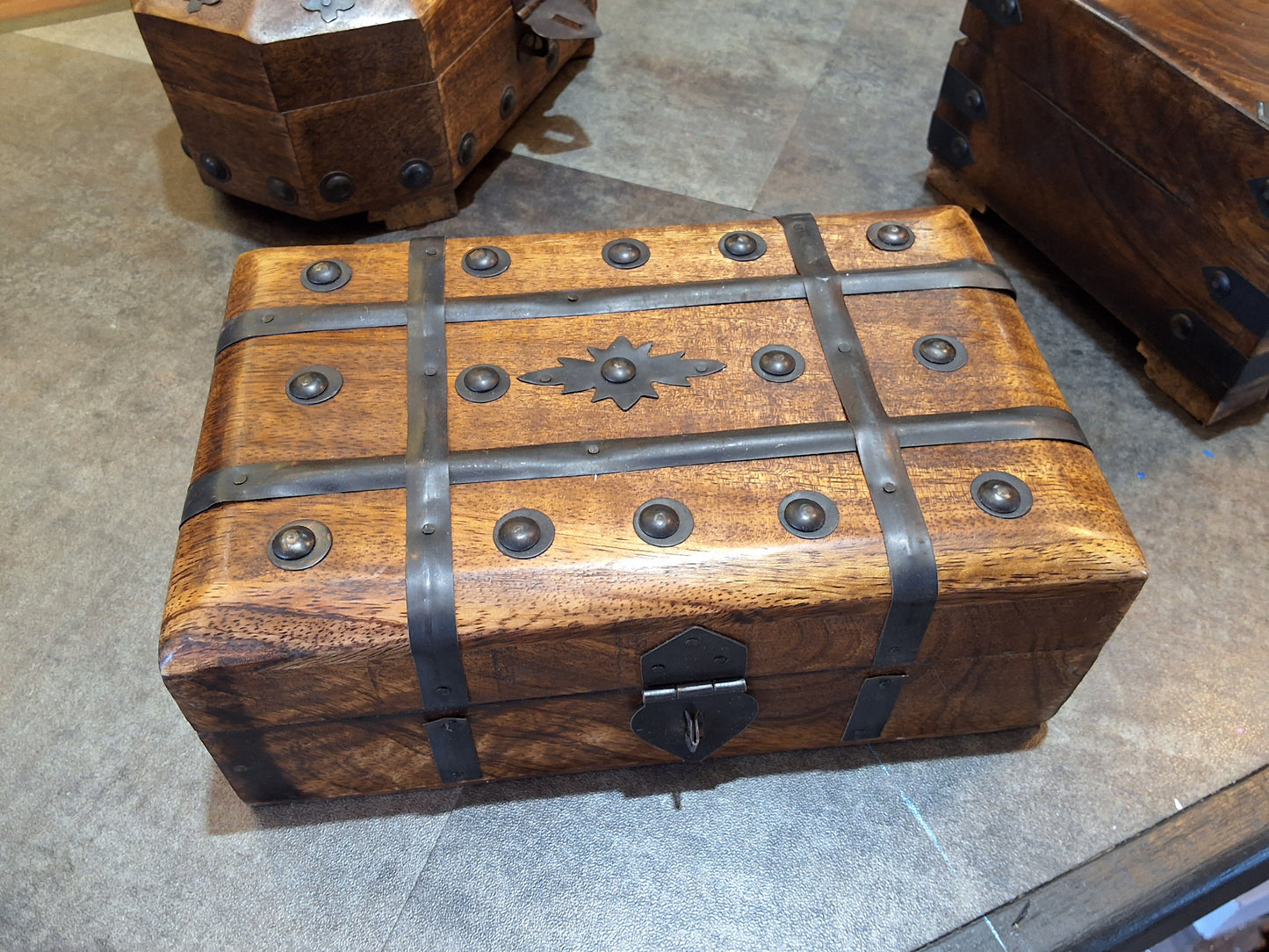 Wooden Multi-Band Treasure Box For Keepsakes And Secrets
