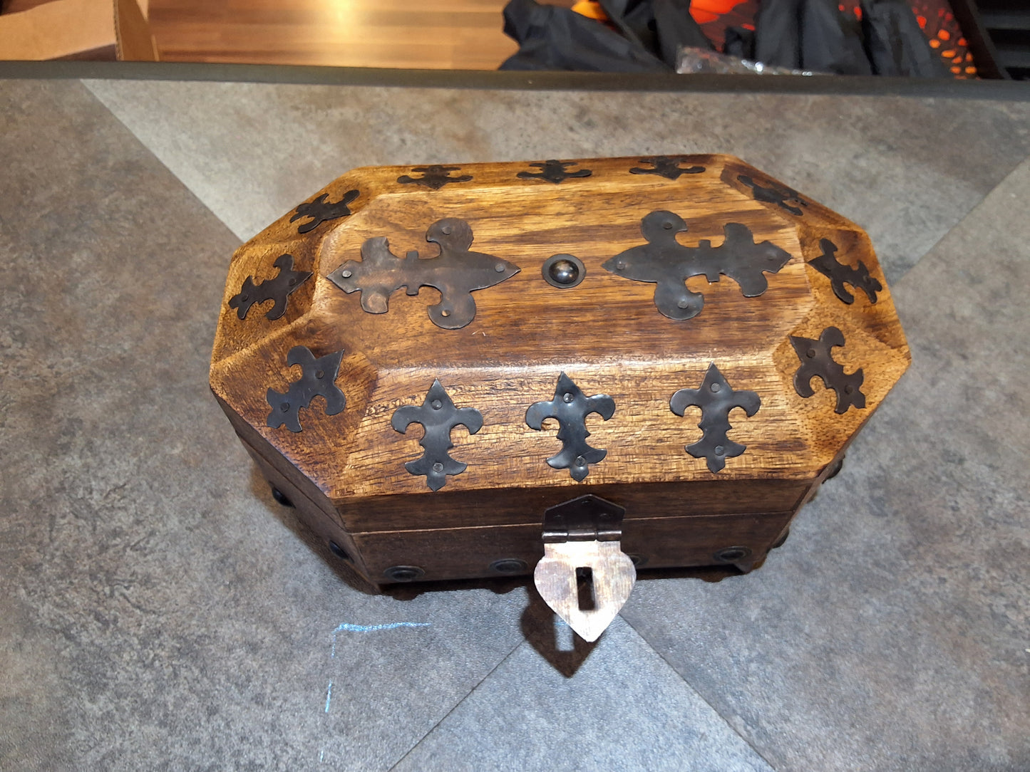 Wooden Multi Sided Treasure Box for Secret Keepsakes