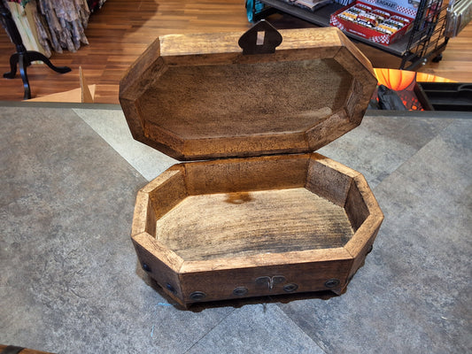 Wooden Multi Sided Treasure Box for Secret Keepsakes