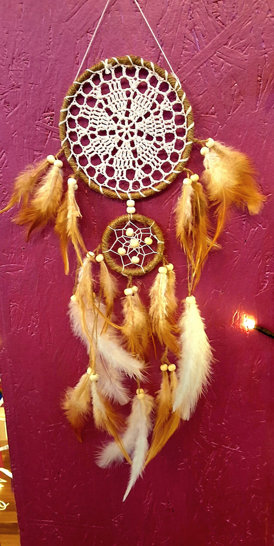 Feather Moon Dream Catcher With Soft Feathers And Moon Motif