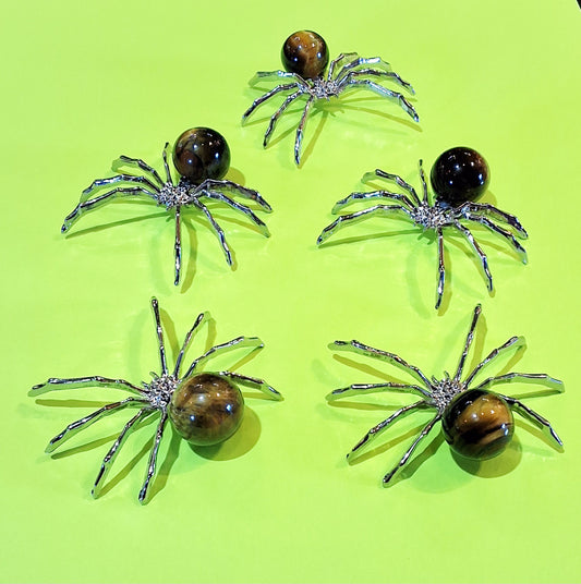 Tiger Eye Handmade Alloy Spider Charm Jewelry Collectible