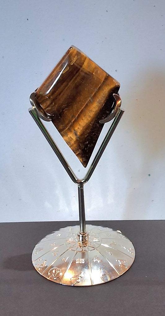 Tigers Eye Zodiac Stand On Metal Base Home Decor Accent