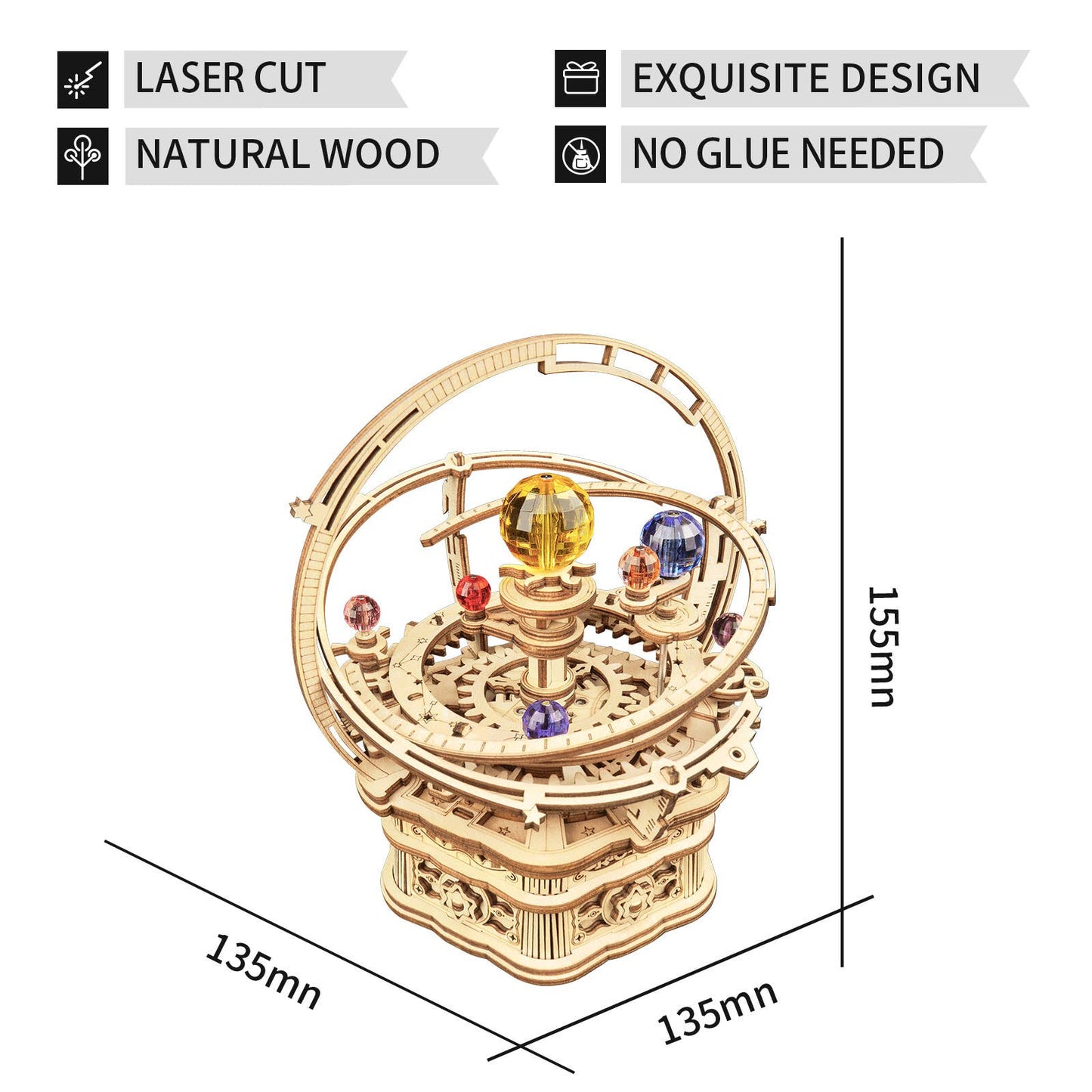 Starry Night Orrery Mechanical Music Box