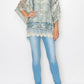 Ornate Crochet Poncho Top With Geometric Embroidered Details