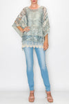 Ornate Crochet Poncho Top With Geometric Embroidered Details
