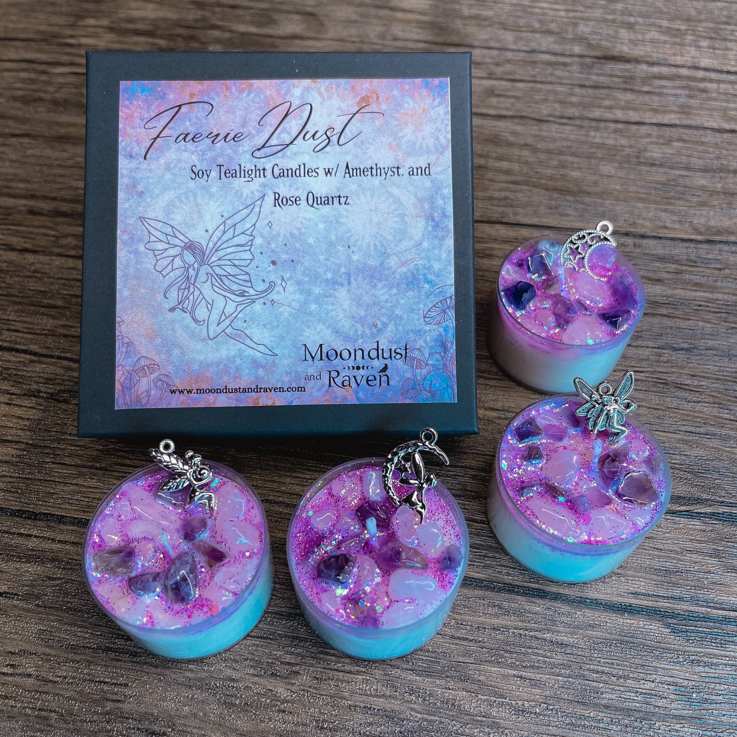Faerie Dust Tealight Crystal Candles, Ritual Candles