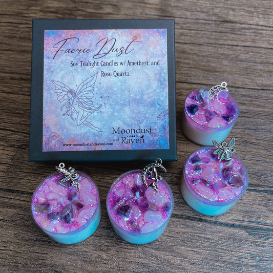 Faerie Dust Tealight Crystal Candles, Ritual Candles