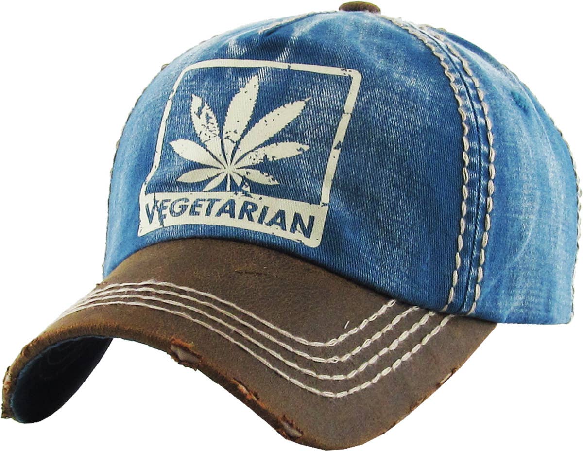 MARIJUANA LEAF VEGETERIAN VINTAGE BALLCAP