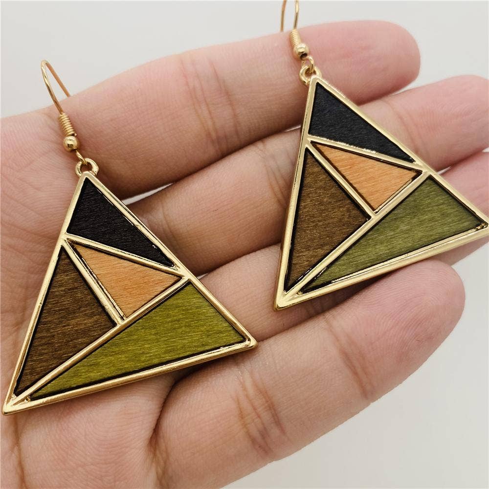 Wood Geometric Earrings