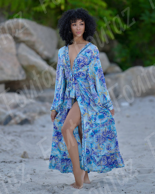 Long Sleeve Boho Kimonos, Wrap Dress , Case of mixed colors