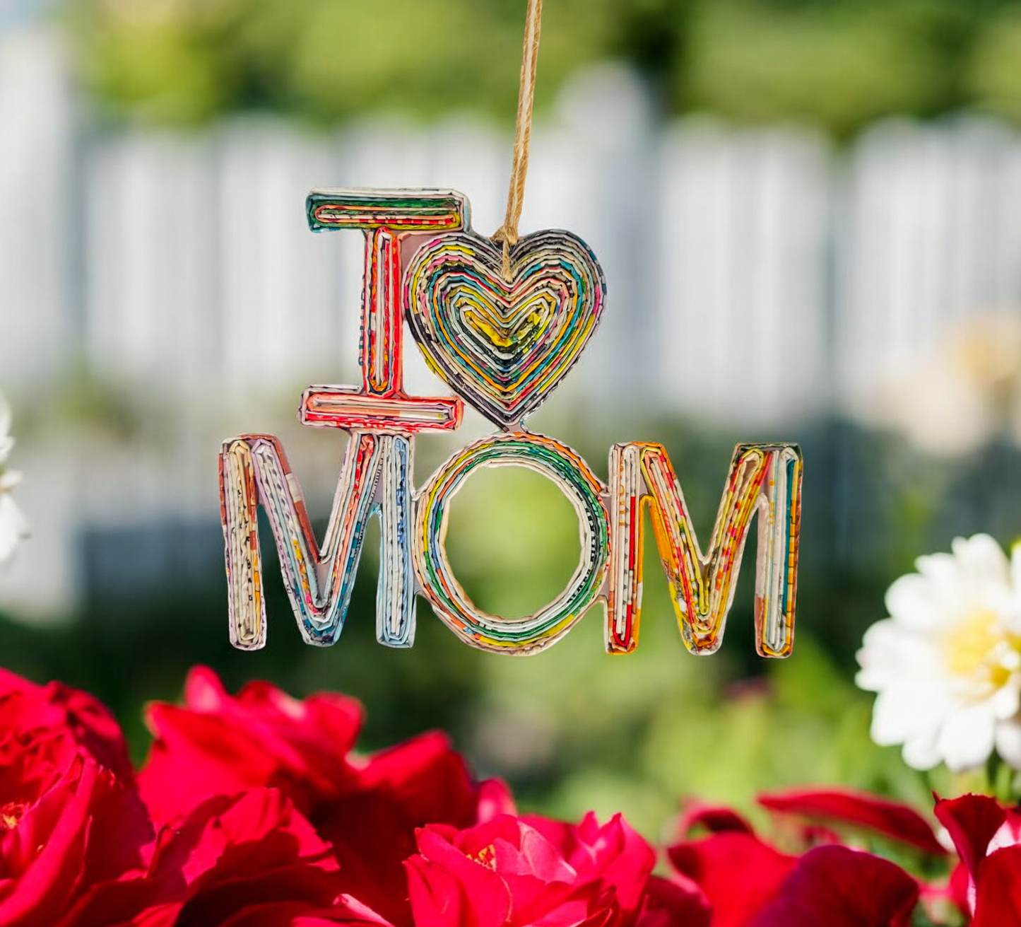 I Love Mom Ornament - Recycled Paper - *Mother's Day*