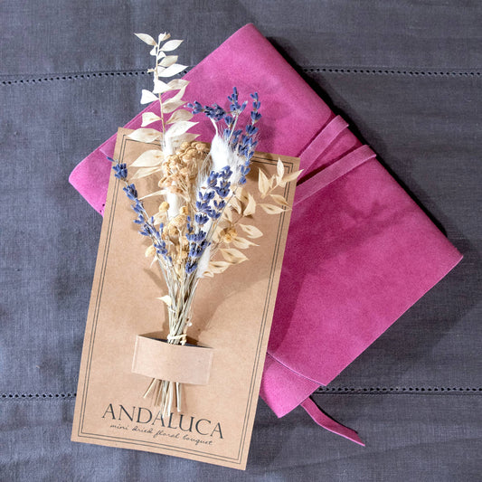 Charming Lavender Bunny Tail Mini Bouquet featuring dried lavender and bunny tails, handcrafted in California by Andaluca.