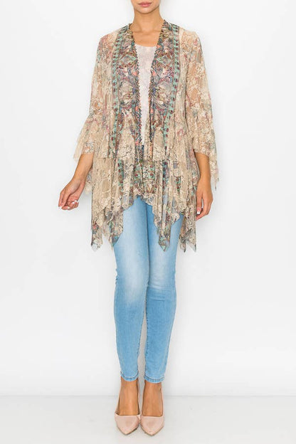 Classic All Lace Cardigan with Tiered Layers