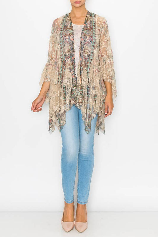 Classic All Lace Cardigan with Tiered Layers