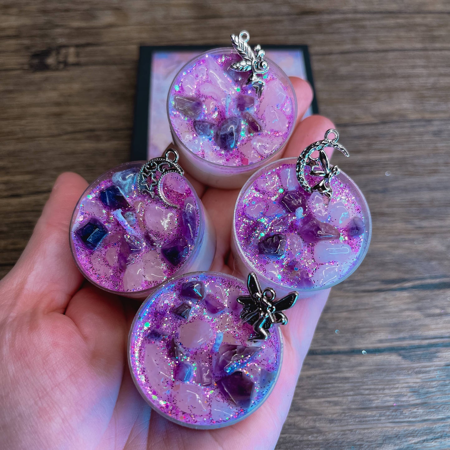 Faerie Dust Tealight Crystal Candles, Ritual Candles