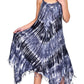 V Neck Fairytale Tie Dye Dress with Embroidered Neck and Fringes