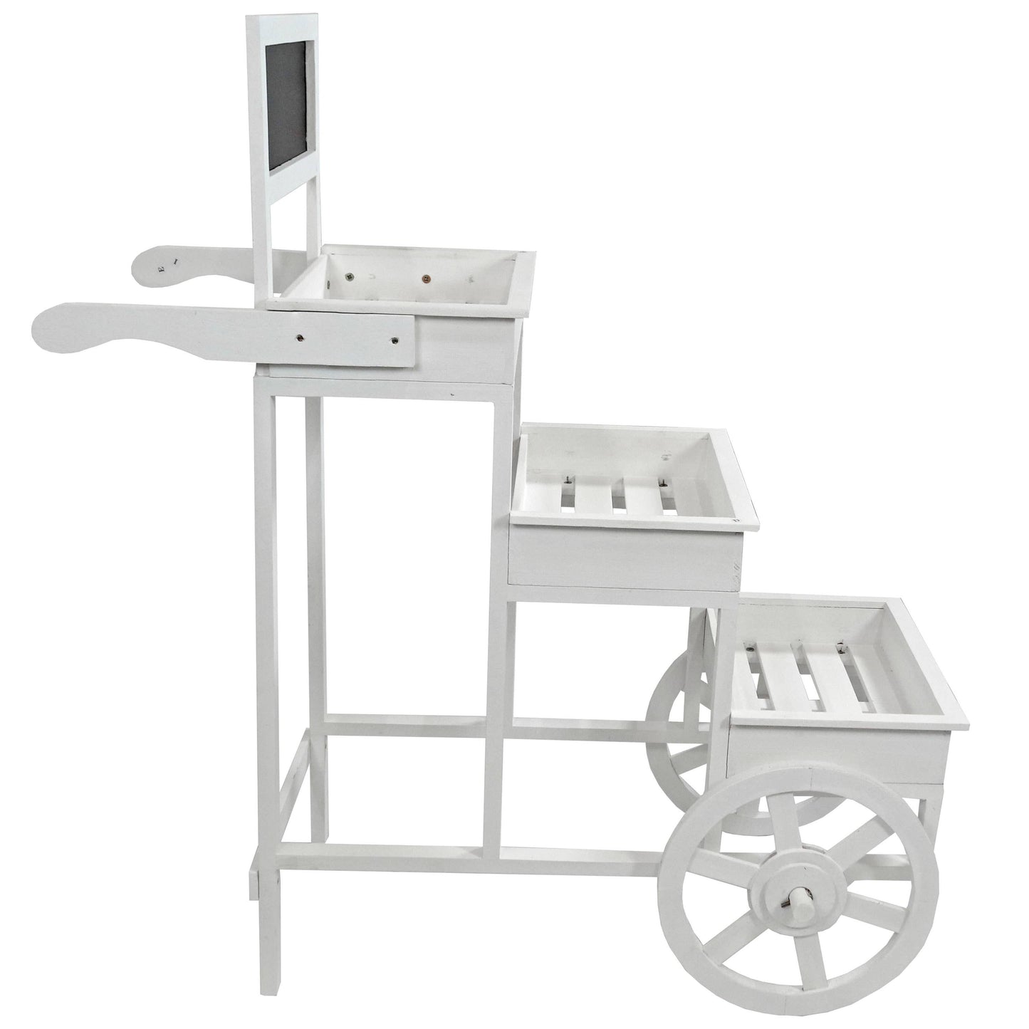 White 3-Tier Fir Wood Plant Stand with Chalkboard