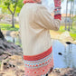 Beige Aztec Printed Open Front Knit Cardigan With Pockets Lightweight Acrylic Boho Style