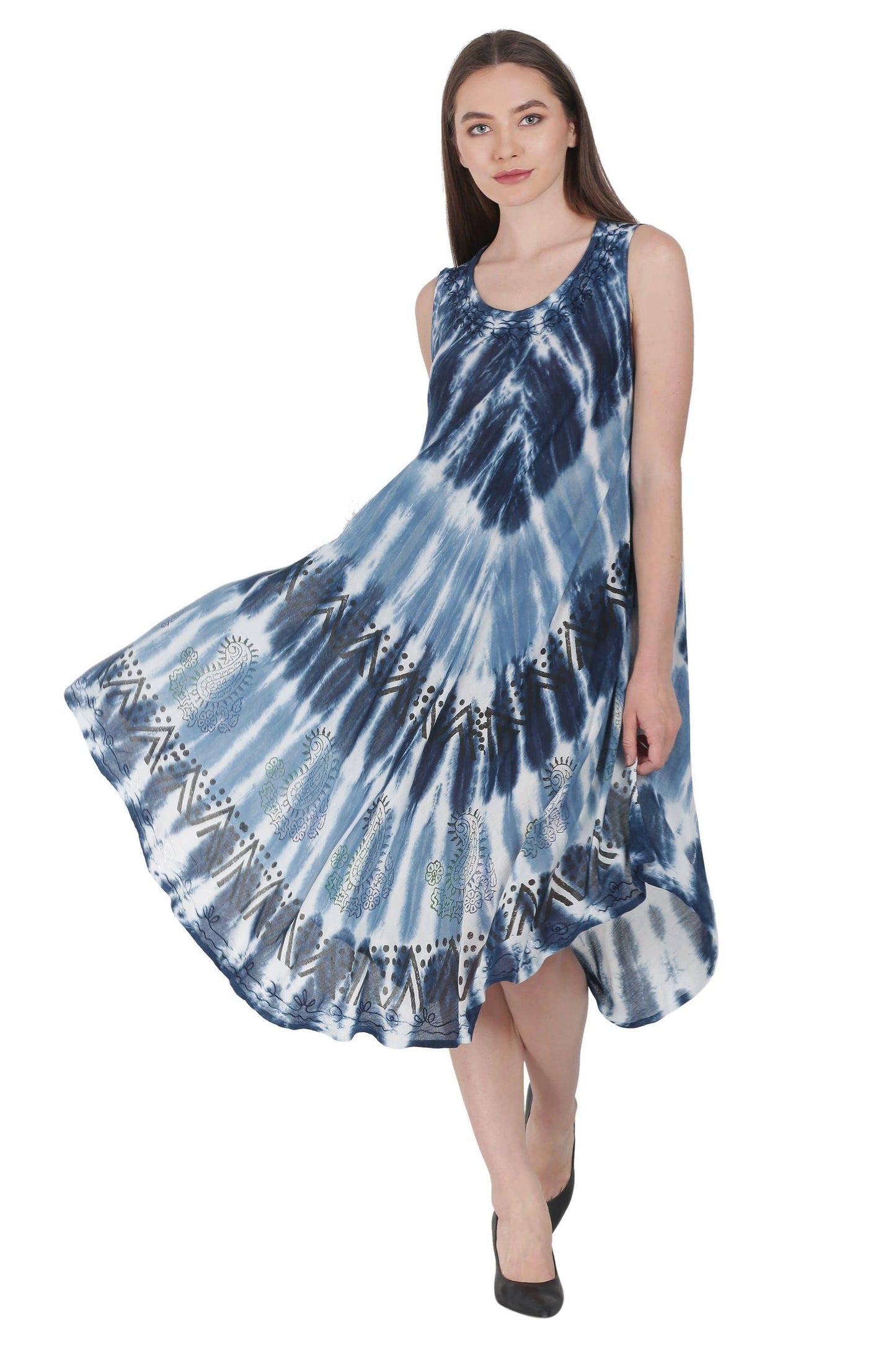 Paisley Block Print Tie Dye Beach Dress