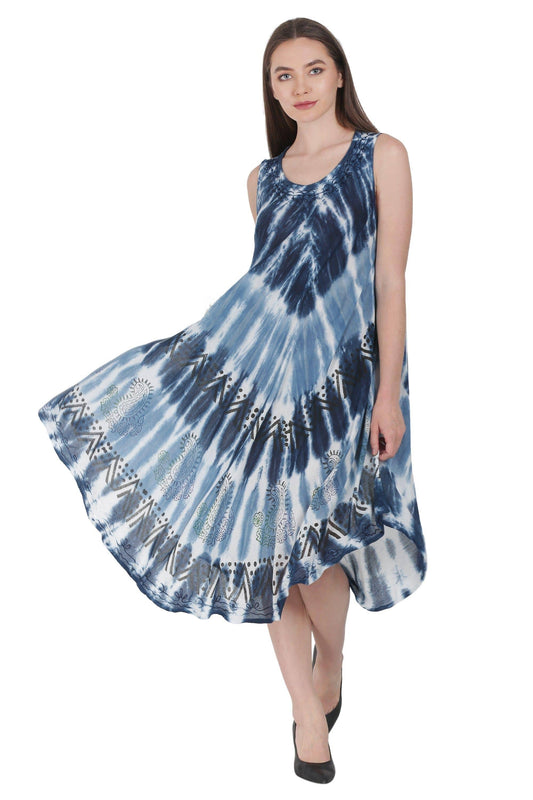 Paisley Block Print Tie Dye Beach Dress