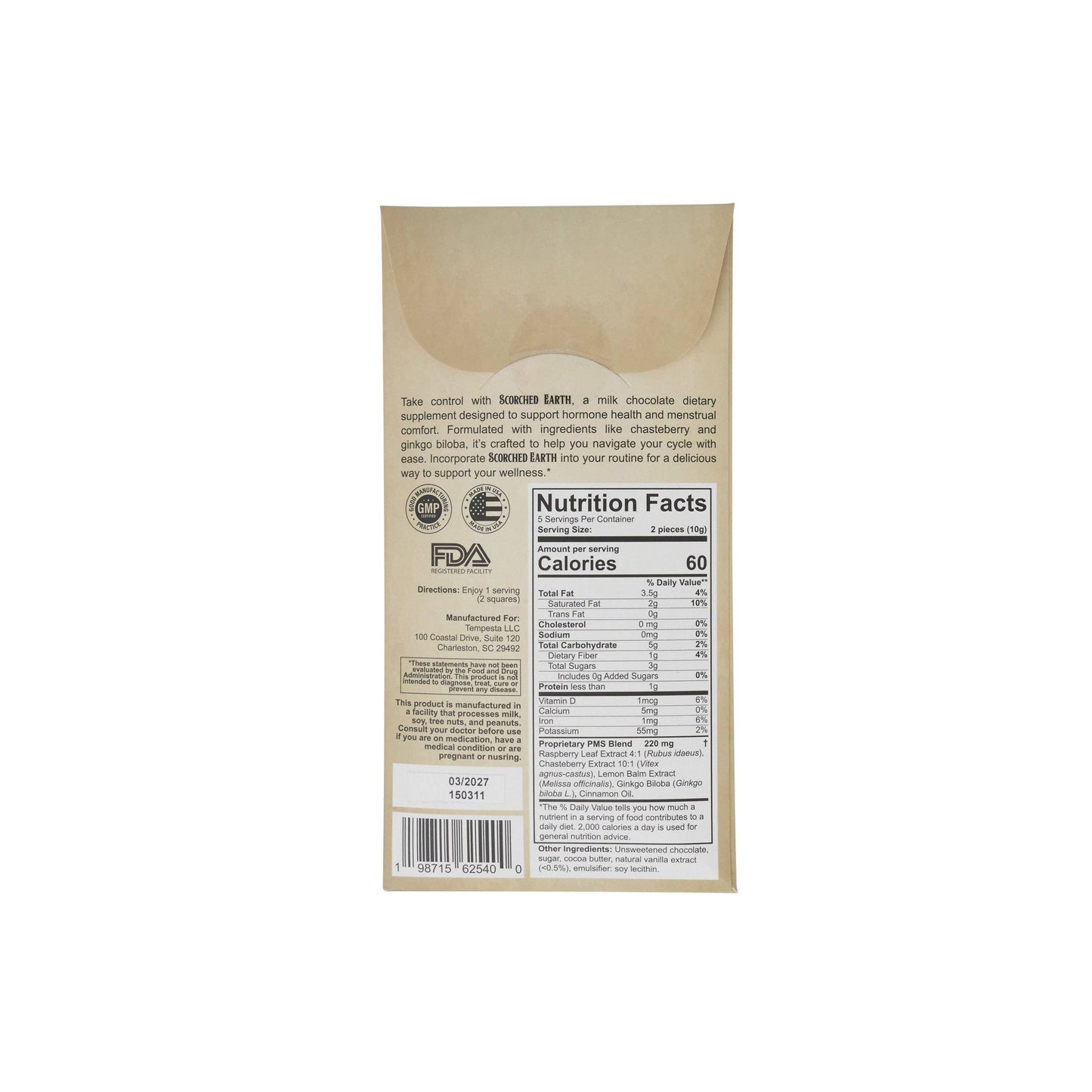 PMS Relief Milk Chocolate Bar For Hormone Support And Menstrual Comfort