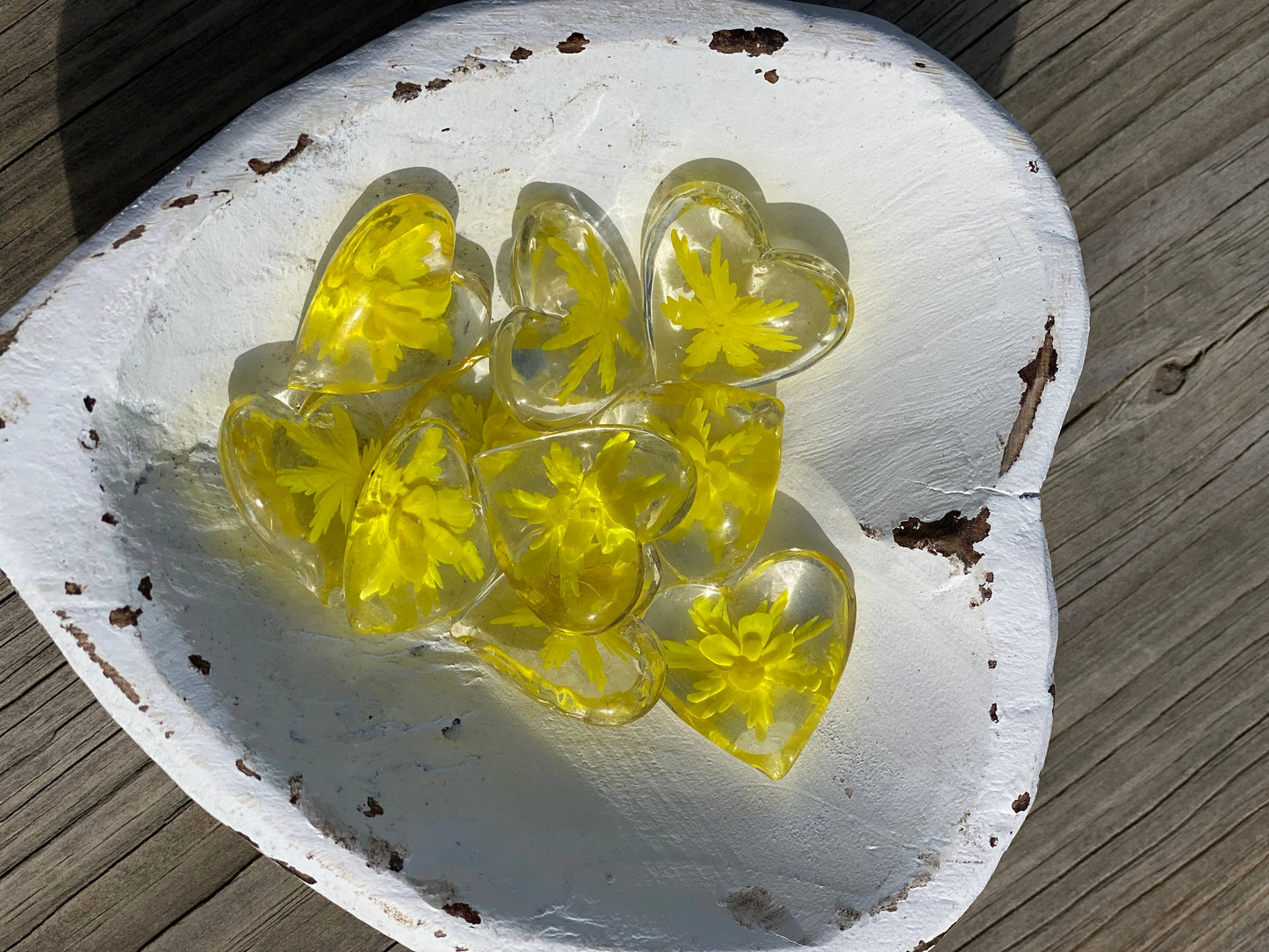Floral Glass Pocket Hearts w/Heart Bowl Display- Large (100)