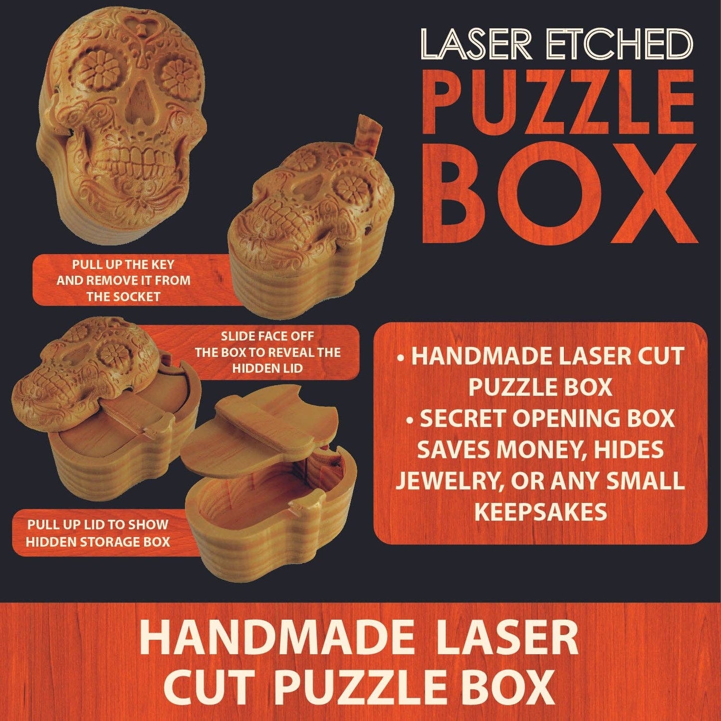 Smokezilla Wood Puzzle Box Stash Assortment- 6/Pack