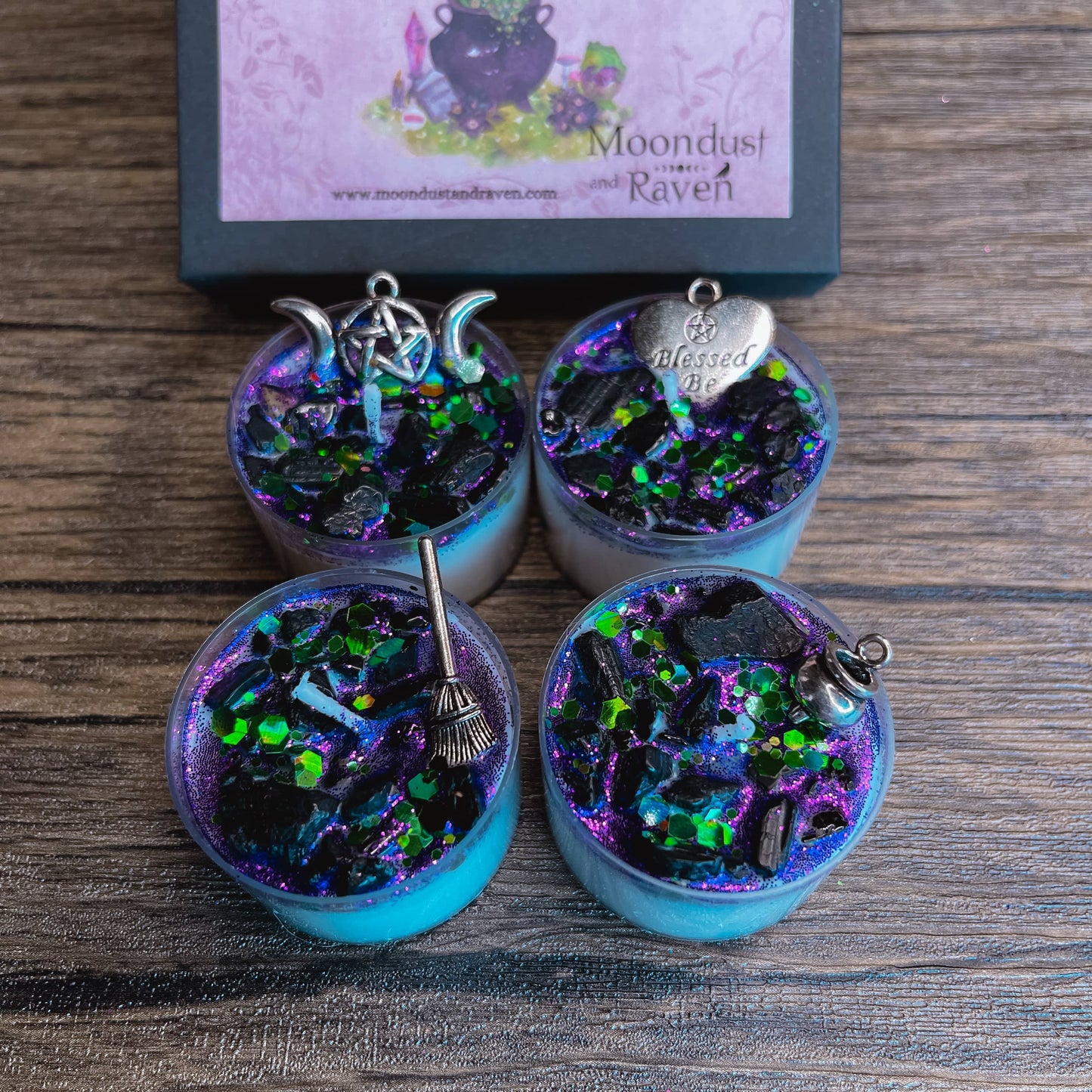 Witchy Woman Tealight Crystal Candles, Ritual Candles