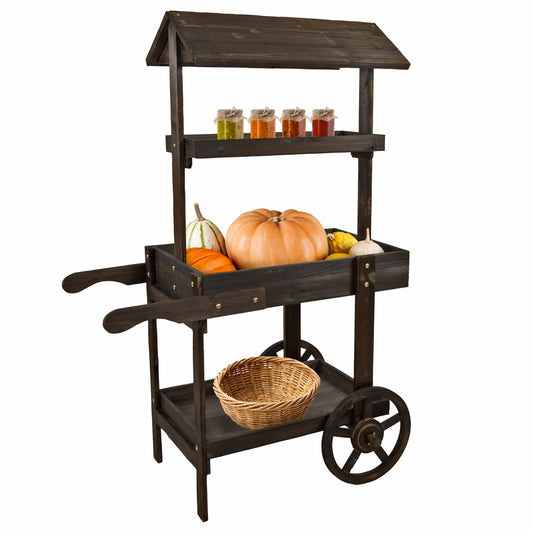 Country Market Flower Stand Raised Garden Bed - Charred Fir