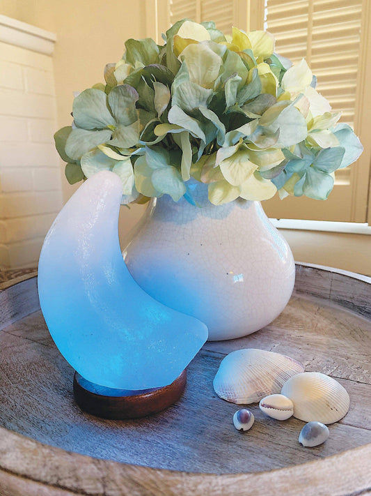 Crystal Himalayan Salt Lamp Moon Light Polished Stone