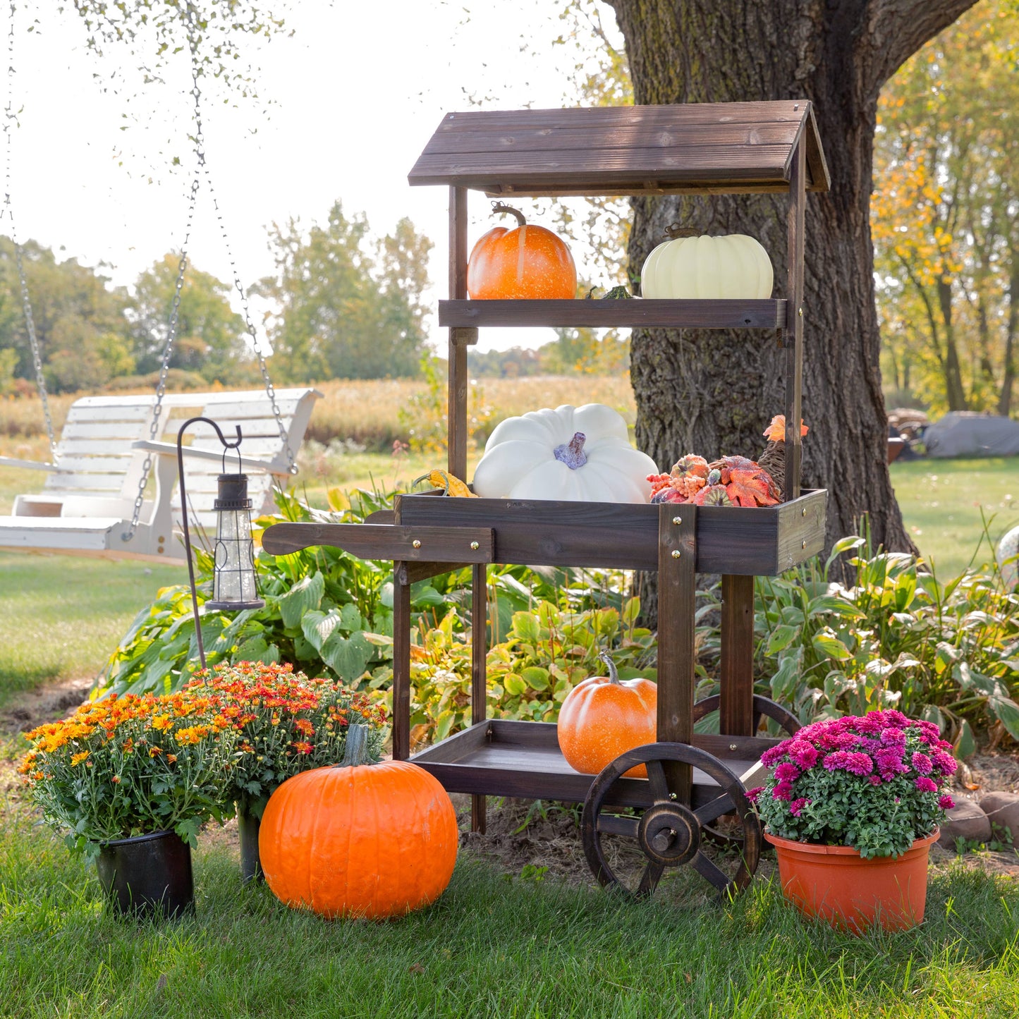Country Market Flower Stand Raised Garden Bed - Charred Fir