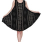Umbrella Dress in Black with Natural Block Print