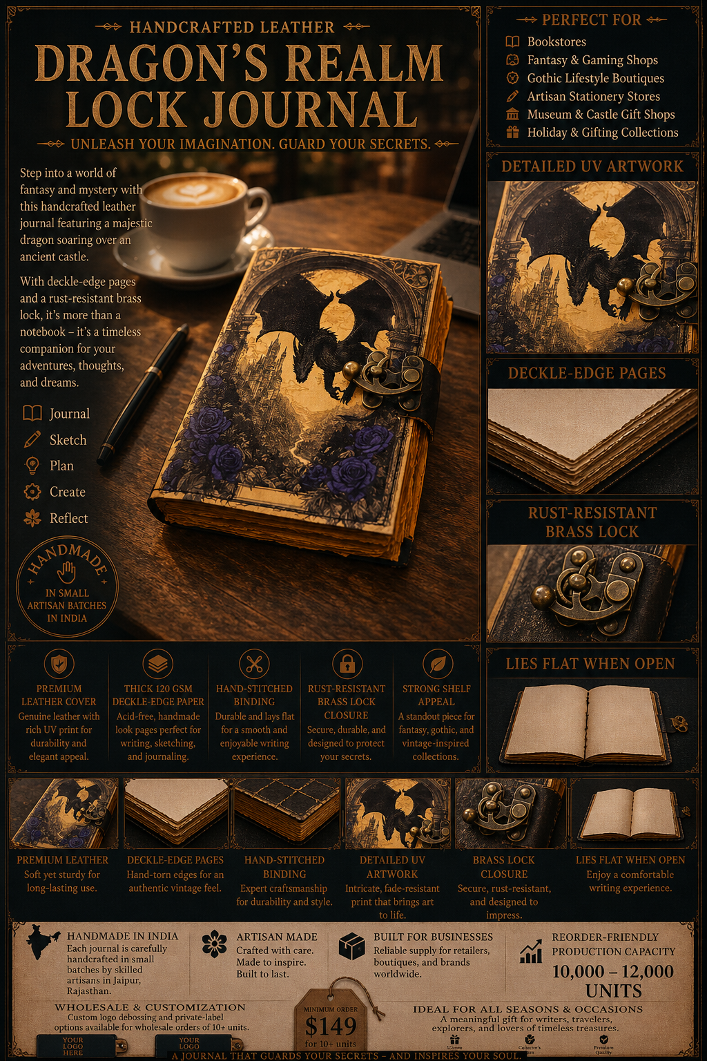 Leather Vintage Handmade Journal Blank Grimoire Notebook Diary Premium Quality