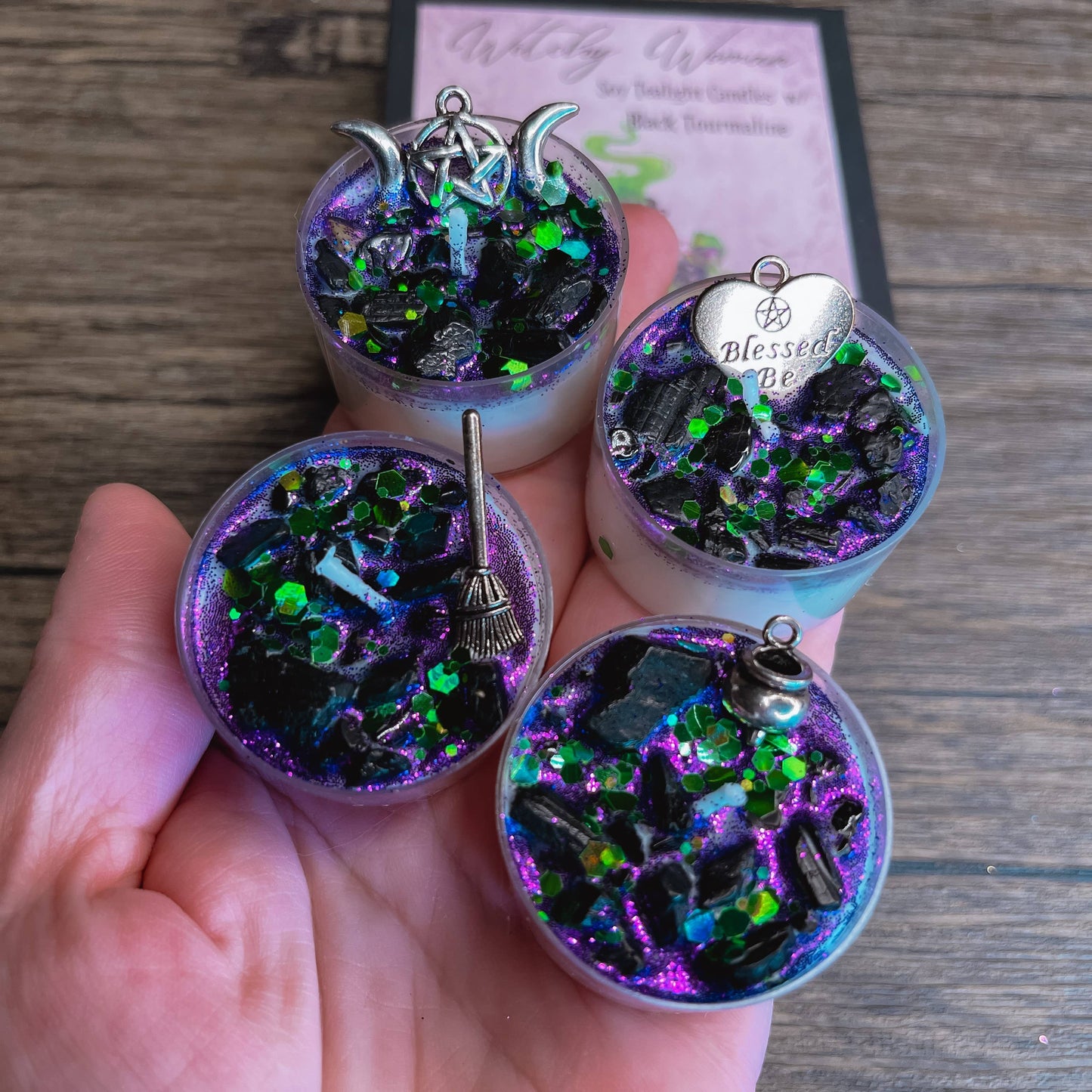 Witchy Woman Tealight Crystal Candles, Ritual Candles