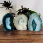 Illuminate your space with the stunning Agate Geode Cut Base Crystal Lamp, showcasing vibrant dyed agate designs.