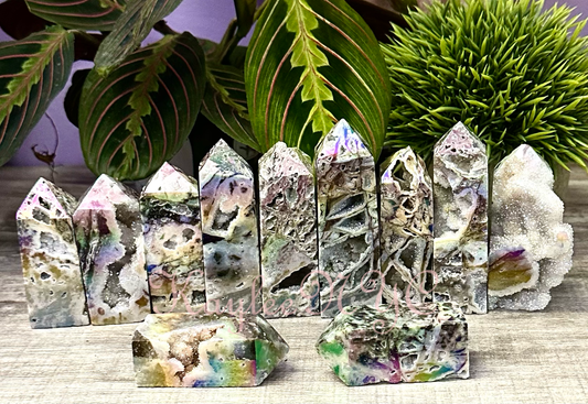 Angel Aura Druzy Sphalerite Obelisk Tower Point