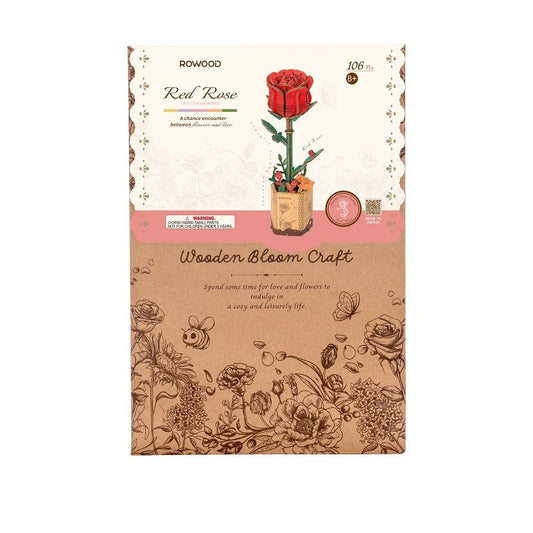 Red Rose  Rowood DIY Wooden Flower 3D Puzzles