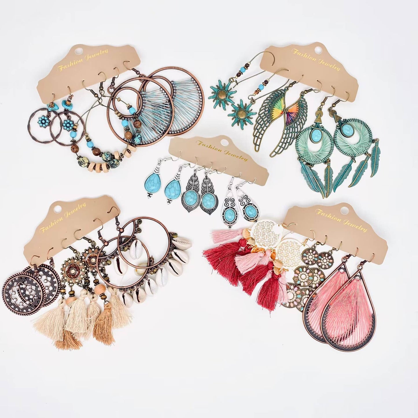 Three Pairs Set Boho Earrings In Different Styles