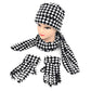 Women's Fleece Black & White Checkered Winter Set